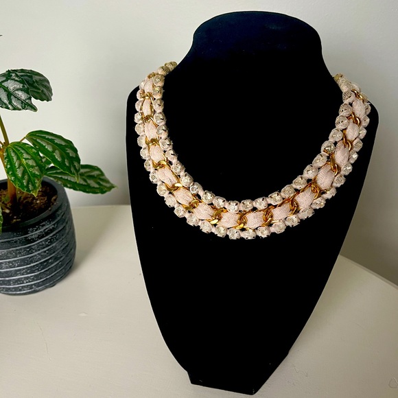 Beautiful pink and gold necklace with diamonds - Picture 1 of 3